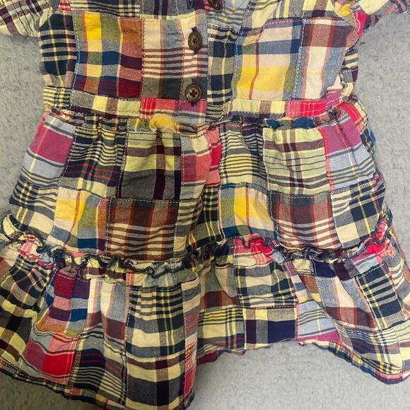 Vintage Old Navy baby girls 6-12 month madras plaid collared dress diaper cover - Picture 3 of 5